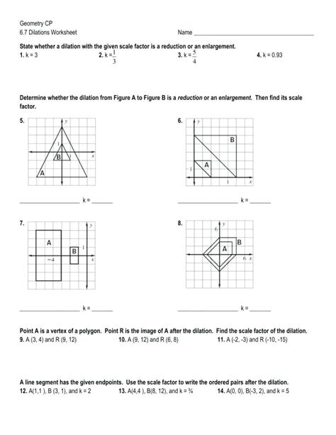 Geometry Cp 6 7 Dilations Worksheet Answers — Db