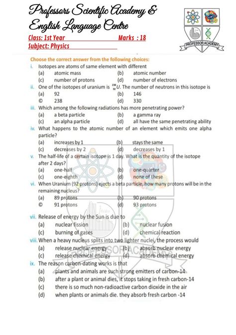 1st Year Physics Mcqs Language Centers Physics Lesson