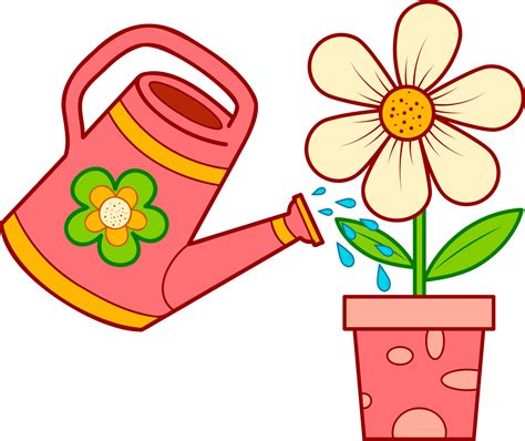 Cute Watering Can And Flower Cartoon 8718348 Vector Art At Vecteezy