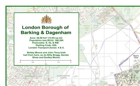 Barking Dagenham London Borough Map X Cm Paper Laminated