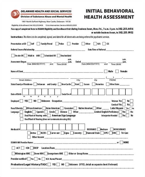 Free 40 Health Assessment Forms In Pdf Ms Word