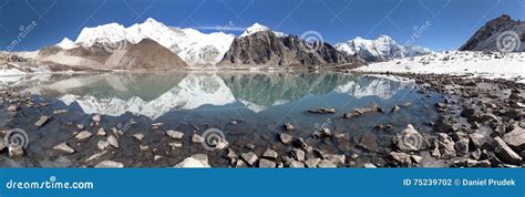 Mount Cho Oyu Mirroring in Lake - Cho Oyu Base Camp Stock Photo - Image ...