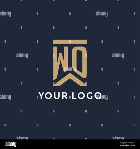 Wo Initial Monogram Logo Design In A Rectangular Style With Curved Side