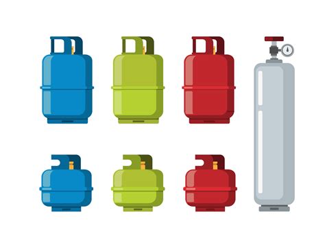 Gas Tank Cylinder Liquefied Petroleum Gas Collection Icon Set Cartoon