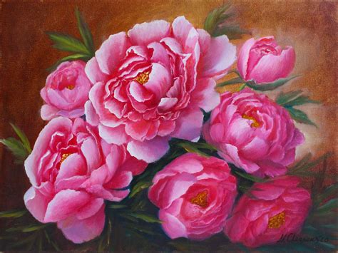 Peonies Oil Painting Flowers Original Art Peony Painting Etsy