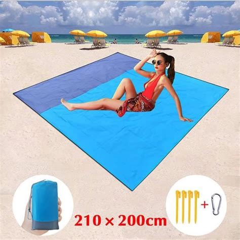 TD Tapis de Plage Couverture de Pique Nique Imperméable 200 x 210 cm