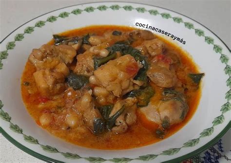 Pollo guisado con alubias Receta de M E T R MªElena Cookpad