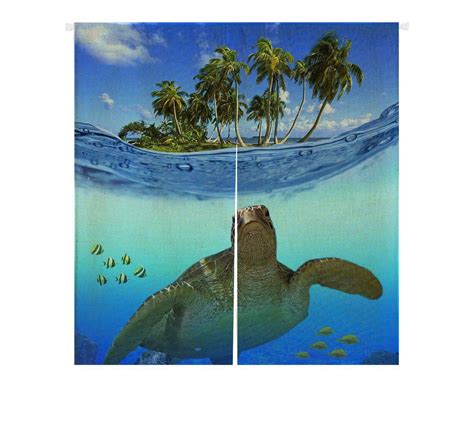 Gckg Underwater Sea Turtle Japanese Noren Doorway Curtain Doorway