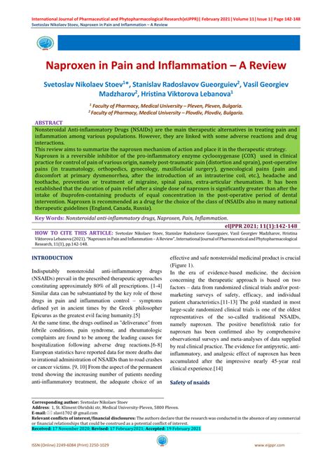 (PDF) Naproxen in Pain and Inflammation -A Review