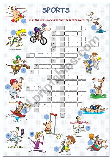 Sports Crossword Puzzle Esl Worksheet By Kissnetothedit