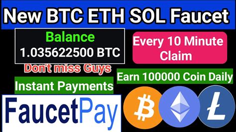 BTC ETH LTC High Paying Faucet Claim Every 10 Minute Free Crypto