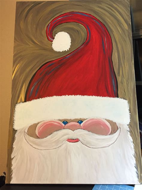 Santa Painting On 24x36 Canvas For For My Mantle It Was Easy But Time