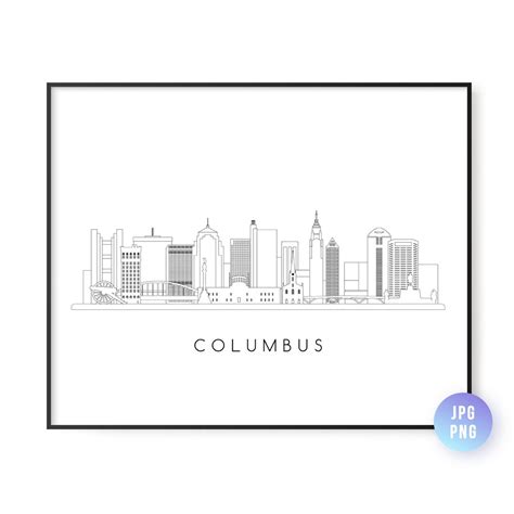 Columbus Skyline Print. Columbus City Ohio Skyline Line Art. Instant ...