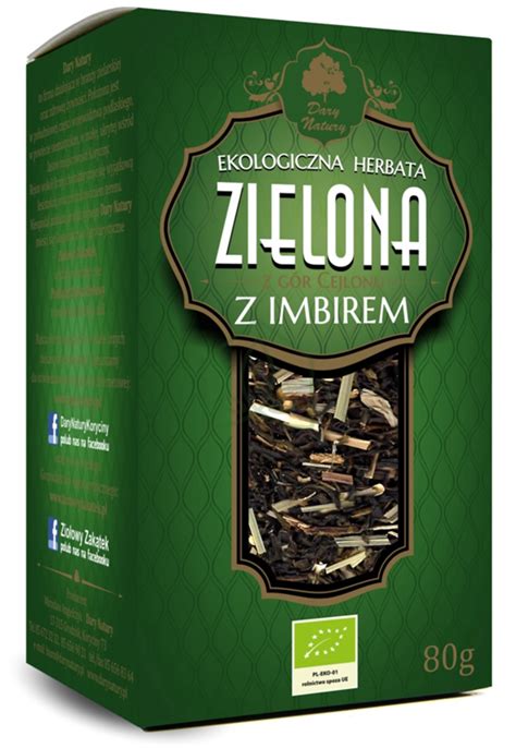 Herbata Zielona Cejlońska z Imbirem Liściasta BIO 80 g Dary Natury