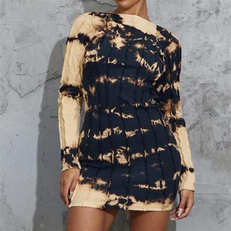 Black Nude Tie Dye Dress Black Less Body Con Depop