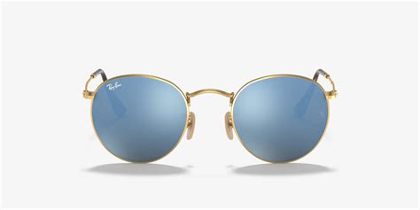 Ray Ban Round Flat Lenses Gold Sunglasses Rb3447n 0013f 53