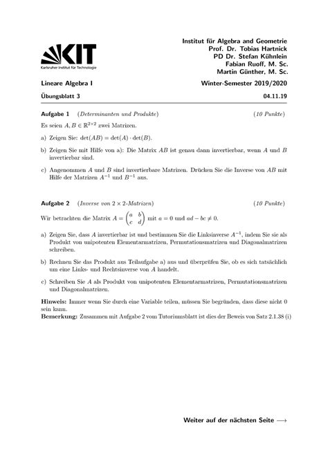 Blatt 03 Lineare Algebra I Institut F Ur Algebra And Geometrie