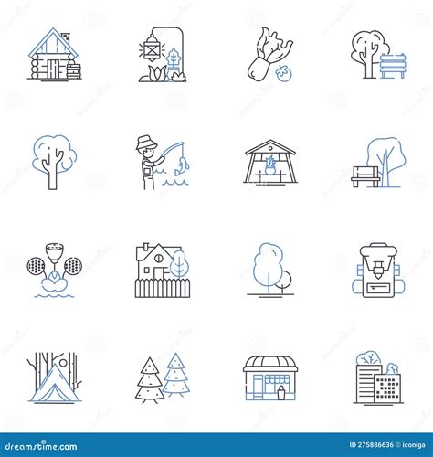 Historical District Line Icons Collection Architecture Culture