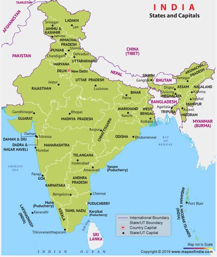 Indian States and Capitals on Map | List of All India's 8 UTs and 28 ...