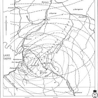 lsopach map of tephra fallout from the Tarawera eruption of 10 June ...