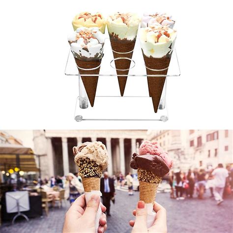 Cone Holder Clear Acrylic Ice Cream Cone Holder Cone Display Stand