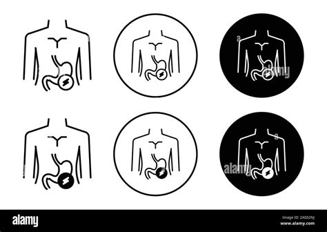 Stomach Pain Line Icon Vector Logo Set Collection For Web App Ui Stock