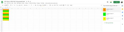 Hướng dẫn sử dụng định dạng có điều kiện trong Google Sheet