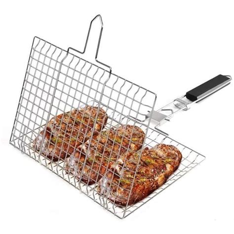 Toruiwa Grille de Barbecue Portable en Acier InoxydablePoignée Bois