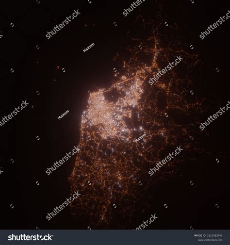 Makassar Indonesia Street Lights Map Satellite Stock Illustration