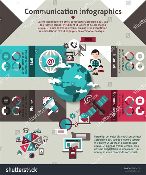 Communication Technology Infographics Set Charts Graphs Stock ...