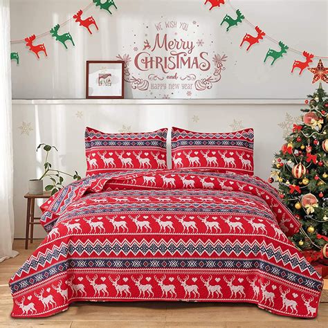 Green Essen Christmas Quilt Set Rustic Quilt Set Twin Size Lightweight