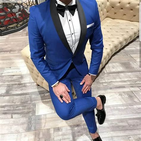 New Royal Blue Slim Fit Mens Suits Wedding Groom Suit Men Tuxedo Custom Made Cheap Prom Party