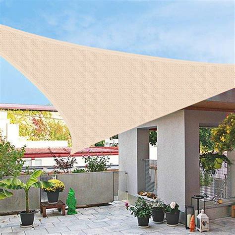 Afangmq 3x3x3m Sun Shade Sail 185gsm Beige Triangle Shade Cover Uv Block Outdoor