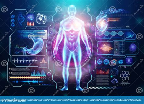 Hologram Of Human Brain Scan Ai Concept Glowing Light Particles