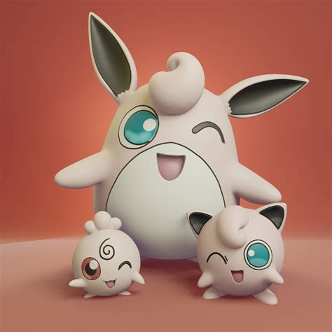 STL Datei Pokemon Igglybuff Jigglypuff Und Wigglytuff Mit Je 2 Posen