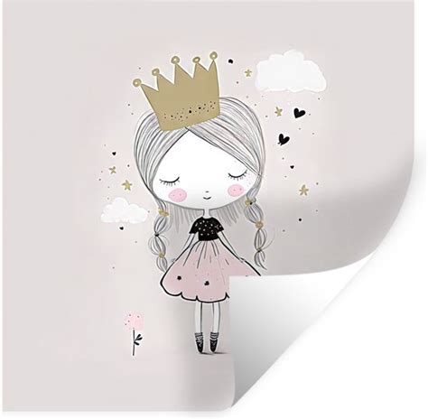 Muurstickers Sticker Folie Prinses Bloemen Kroon Meisje