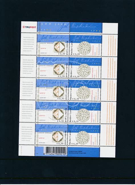 Colección Anual de Hojas de Sellos de Países Bajos 2003 Sellos Europost