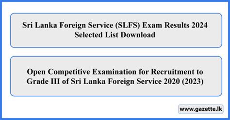 Sri Lanka Foreign Service SLFS Exam Results 2024 Selected List