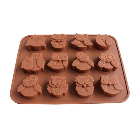 Silicone Chocolate Molds 12 Cute Owls Cake Bread Chocolate Mold DIY ...