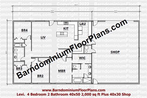 Stock Floor Plan Barndominium Levi Versions - Barndominium Floor Plans