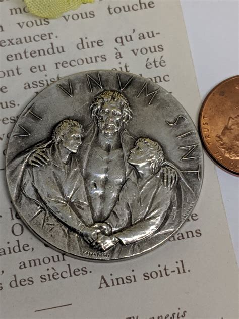 Large And Heavy Ut Unum Sint Catholic Religious Medal Coin Etsy