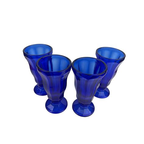 Vintage Anchor Hocking Cobalt Blue Malt Sundae Shake Glasses Etsy