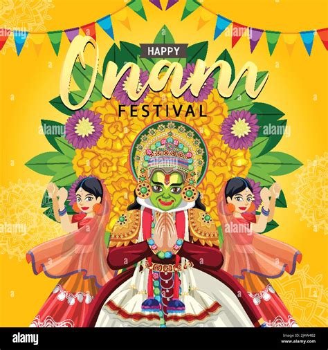 Onam Hindu harvest festival poster illustration Stock Vector Image ...