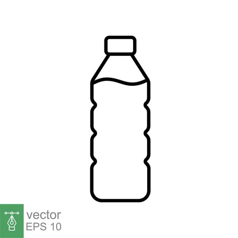 Water Bottle Line Icon Simple Outline Style Plastic Bottle Drink