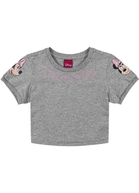 Blusa Feminina Estampada Em Meia Malha Cinza Disney By Cativa