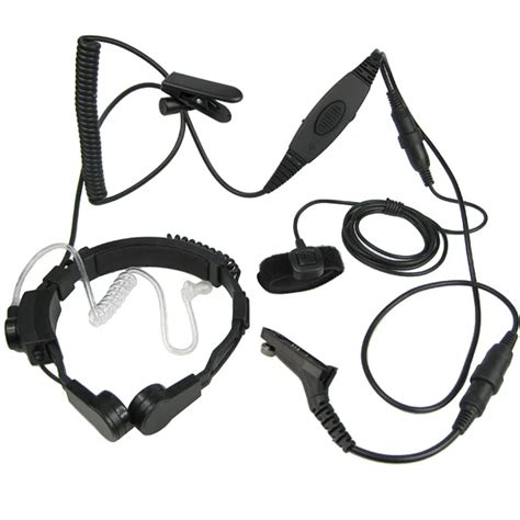 Xqf Police Tactical Throat Mic Earpiece Headset Ptt For Motorola Radio