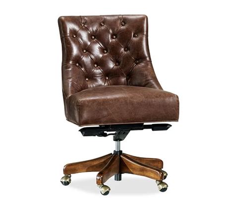 Hayes Tufted Leather Swivel Desk Chair Pottery Barn