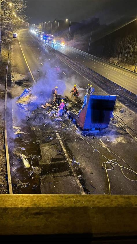 Storm Franklin Lorry Bursts Into Flames Causing Motorway Chaos