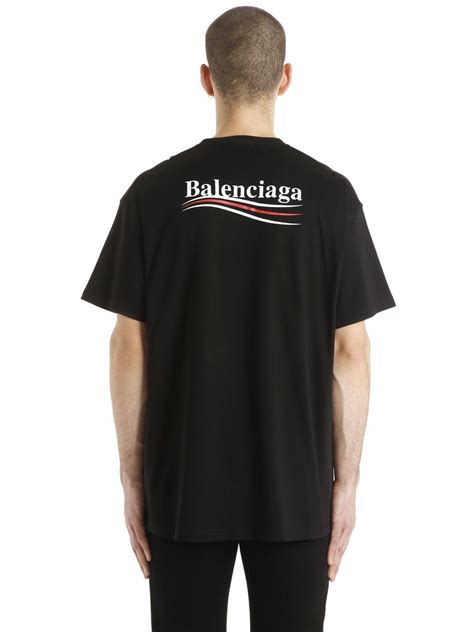 Balenciaga Political Logo Cotton Jersey T Shirt In Black For Men Lyst