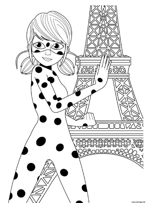 Coloriage Miraculous Devant La Tour Effeil En France JeColorie